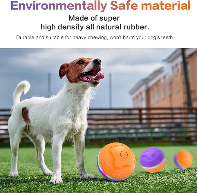 Interactive Dog Toys Ball, Automatic Rolling Toy, Lively pet Ball for Medium/Large Dogs to Relieve Boredom, Activated Automatic Motion Dog Balls Toy with LED Flash, USB Rechargeable (Orange+Purple)