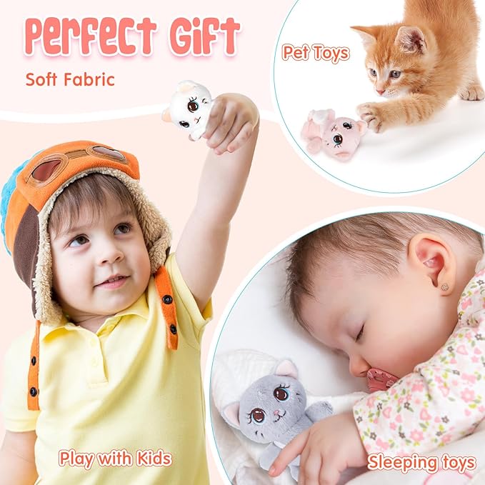 Zomiboo 9 Pcs Cat Stuffed Animals Bulk Mini Plush Cat Pig Stuffed Kitten Soft Doll Piggy Plush Toys Ornament for DIY Keychain Halloween Classroom School Pet Animals Party Favors(Heart Style)