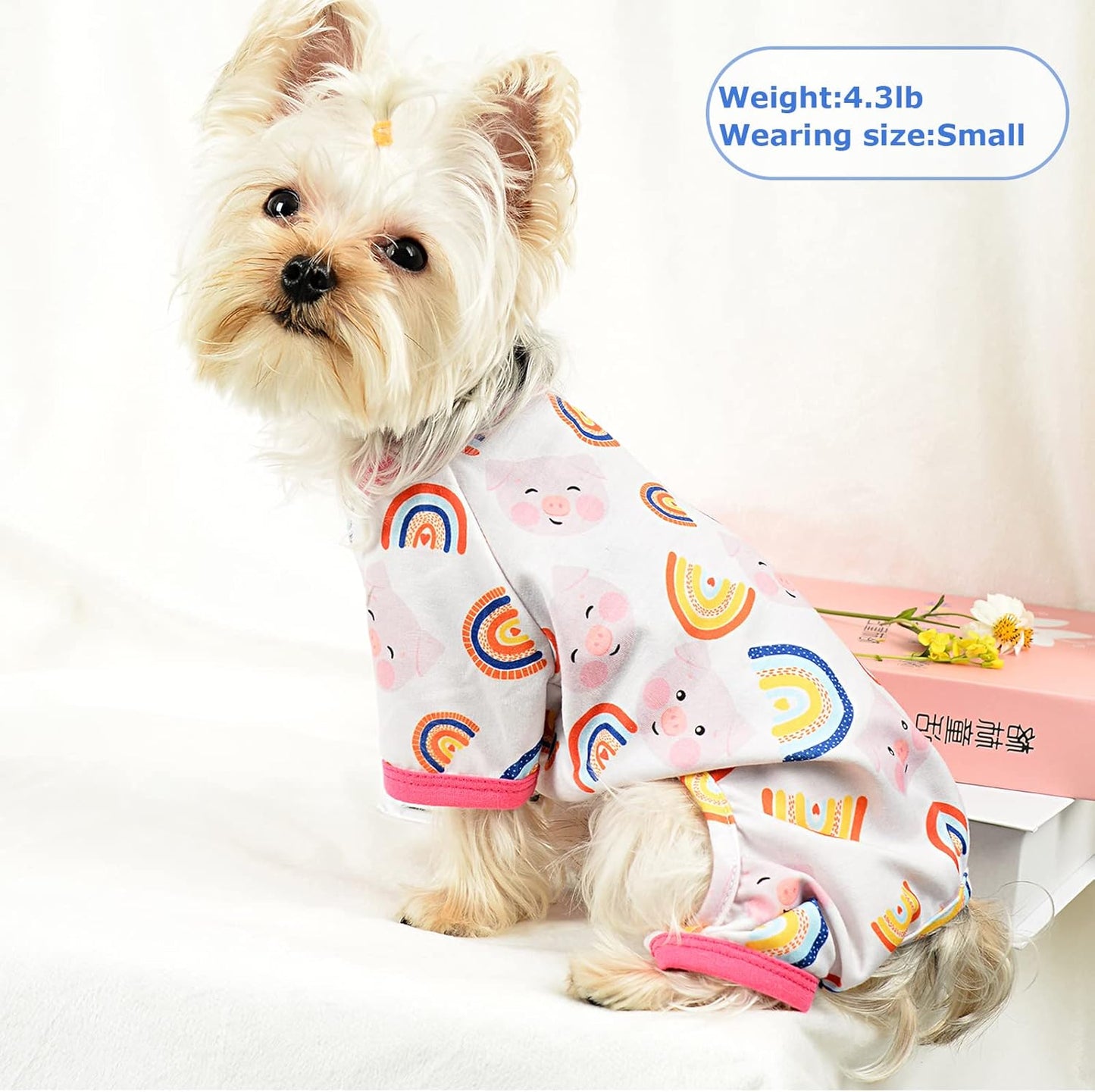 Dog Pajamas Pjs Summer Fall Dog Clothes for Small Dogs Girl - Boy - Medium Size Dogs, Soft Stretchy Puppy Clothes Doggie Onesies Cat Pet Jammies Outfit, Pink