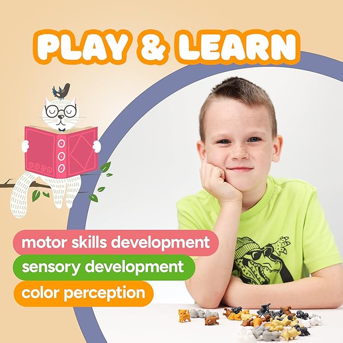 Tiny Dog and Cat Figurines for Kids - Small Animals Toys in Bulk - Little Pet Toys - Tiny Plastic Toys for Kids Classroom Prizes - 25 Pcs - Easter Gifts for Kids