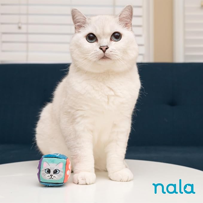 Caitec Presents Nala Cat Rolling Dice - Interactive Catnip Toy - Chase & Play, 4 Pack