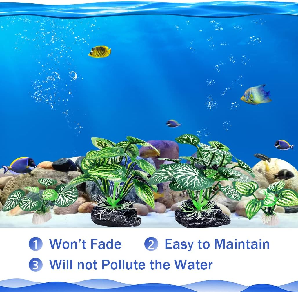 4PCS Aquarium Plants Betta Fish Tank Decorations Small Size Soft Faux Silk Aquarium for Hiding Fish Reptil