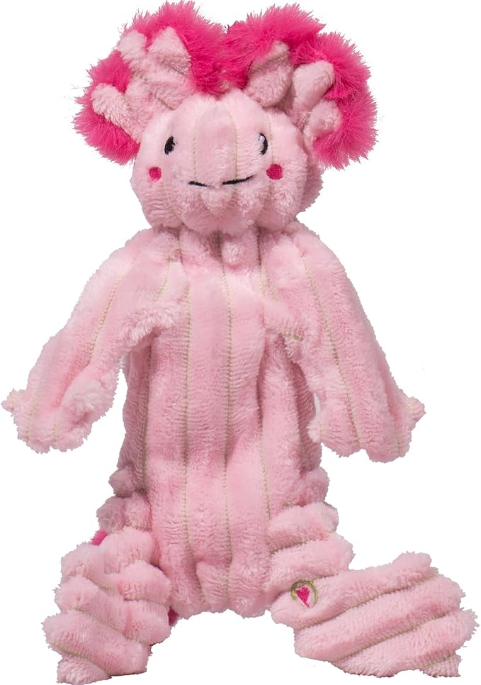 HuggleHounds X-Brace Squeaky Dog Toy - Interactive Dog Toys for Medium & Large Pets to Keep Them Busy, Pet Supplies, Soft & Cute Puppy Plush with Squeak, Tough Plushy - Kiki Axolotl, Small