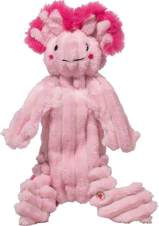 HuggleHounds X-Brace Squeaky Dog Toy - Interactive Dog Toys for Medium & Large Pets to Keep Them Busy, Pet Supplies, Soft & Cute Puppy Plush with Squeak, Tough Plushy - Kiki Axolotl, Small
