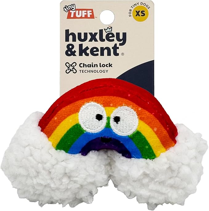 Huxley & Kent Interactive Crinkle Puppy Toys w/ Power Plush Tech - Cute Puppy Toys - Dog Toys for Enrichment (Happy Rainbow, Small)
