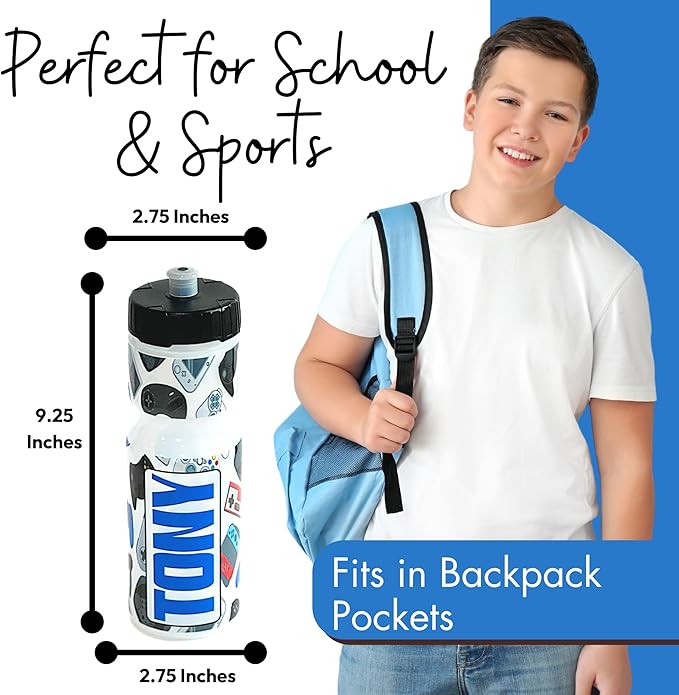 50 Strong Kids Water Bottle | 22 oz. BPA- Free Sports Squeeze Water Bottles with Pull Top Cap |Perfect Water Bottle for School | Reusable & Durable for Boys & Girls | Made in USA