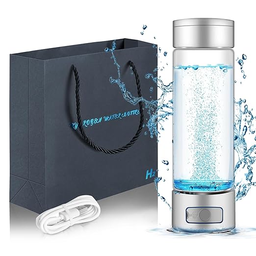 Hydrogen Water Bottle,Real Pure 6000+ PPB Upgraded Hydrogen Water Bottle Generator,2000+ PPB in 3 Min Portable Water Ionizer,Hydrogen Water Machine with Exhaust Hole,Advanced SPE/PEM(Silver)