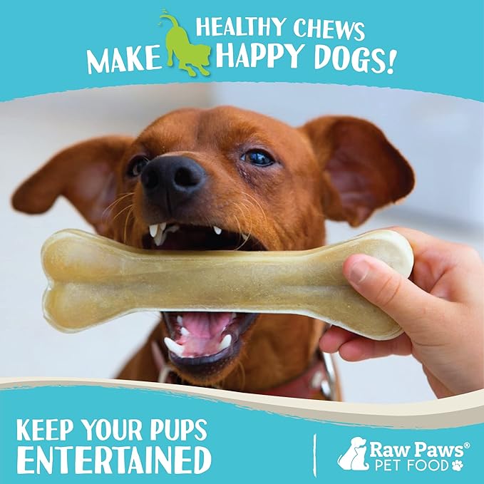 Raw Paws Compressed Rawhide Bones for Dogs, 8-inch, 10-Count - Packed in USA - Long Lasting Dog Chews - Natural Pressed Rawhides - Rawhide for Large Dogs - Raw Hide Bones for Aggressive Chewers