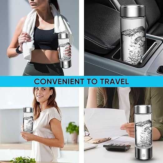Hydrogen Water Bottle, Portable Hydrogen Water Bottle Generator, Hydrogen Water Machine Improve Water in 3 Minutes for Home, Office, Travel (Silver)