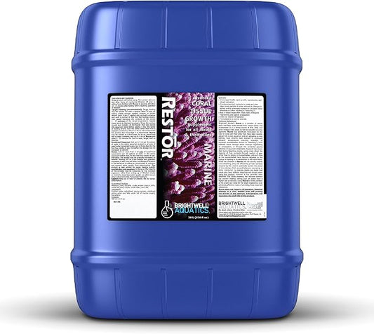 Brightwell Aquatics - Restor Liquid Coral Tissue Supplement - Fish Tank Reef Nutrition for Live Coral Growth Acceleration, Colour Vibrancy, & Restoration Additive - Saltwater Reef Supplies, 5.28 GAL