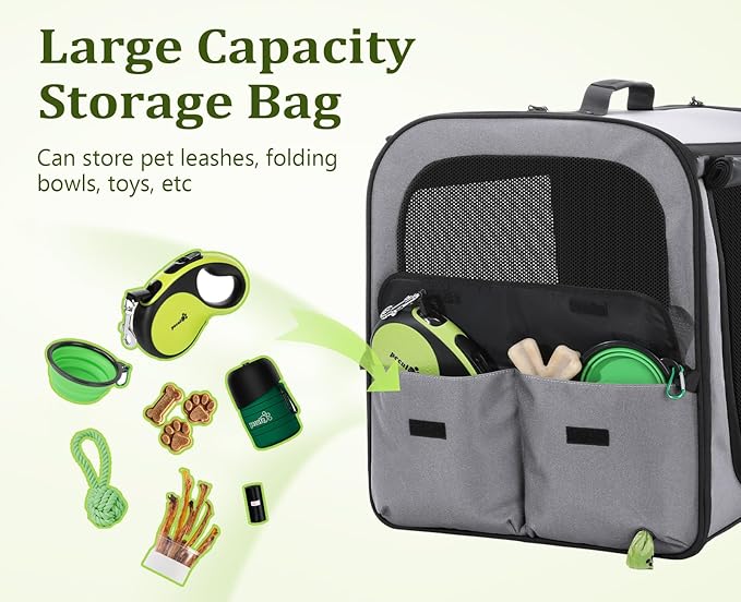 pecute Dog Car Carrier Stable and Light Weight, Expandable Extra Space Dog Carrier for Cars, Breathable Dog Car Crate, Foldable Pet Carrier for Both Indoor and Outdoor Use, Pet Travel Crate Gray