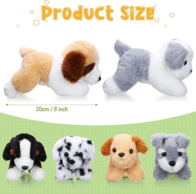 6 Pcs 8 Inch Stuffed Animal Plush Dog Puppy Soft Plush Pillow Toy Fluffy Puppy Set for Kids Girls Dog Theme Party Favor Birthday Baby Room Home Decor(Mixed Style,Mixed Color)