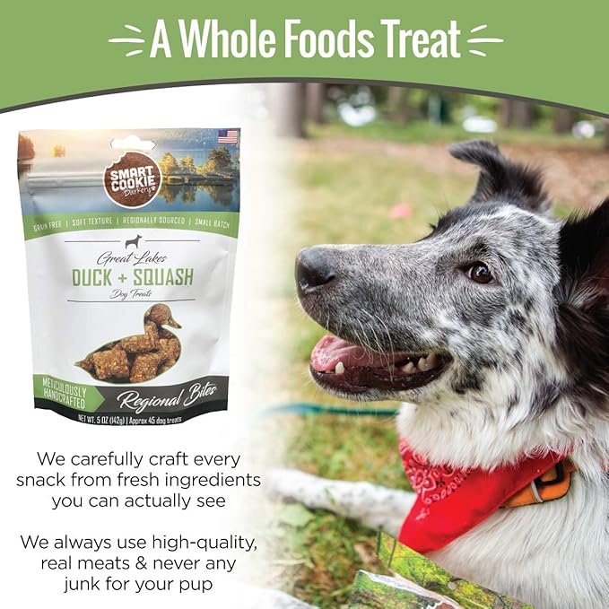 Smart Cookie All Natural Soft Dog Treats - Duck & Squash - Training Treats for Dogs with Allergies or Sensitive Stomachs - Grain Free Dog Treats, Chewy, Human-Grade, Made in USA - 5oz Bag