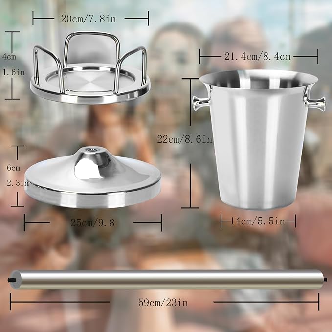 Ice Bucket with Stand Champagne Ice Bucket for party Stainless Steel Standing Champagne Ice Bucket Ice Cube Container Chiller Wine Bucket on Stand for Beer Bar BBQ Wedding KTV Club Kitchen & Bar Wares