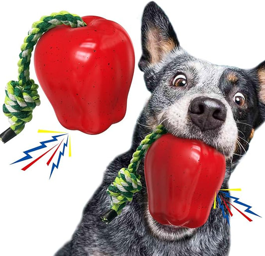 LiuMelinda Dog Chew Toys for Aggressive-Chewers - Indestructible Dog Toy for Aggressive Chewer，Tough Chew Toys for Dogs (Rubber Red Apple)