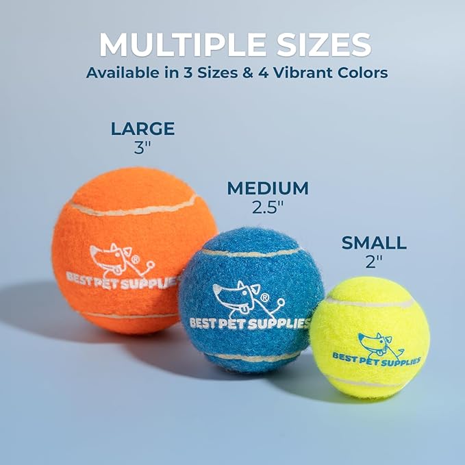 Best Pet Supplies Interactive Squeaky Dog Chew Toy, Ideal Dog Toys for Chewers, Small, Medium & Large Dogs, and Fetch Lovers - Tennis (Assorted Color), Large (Pack of 4)