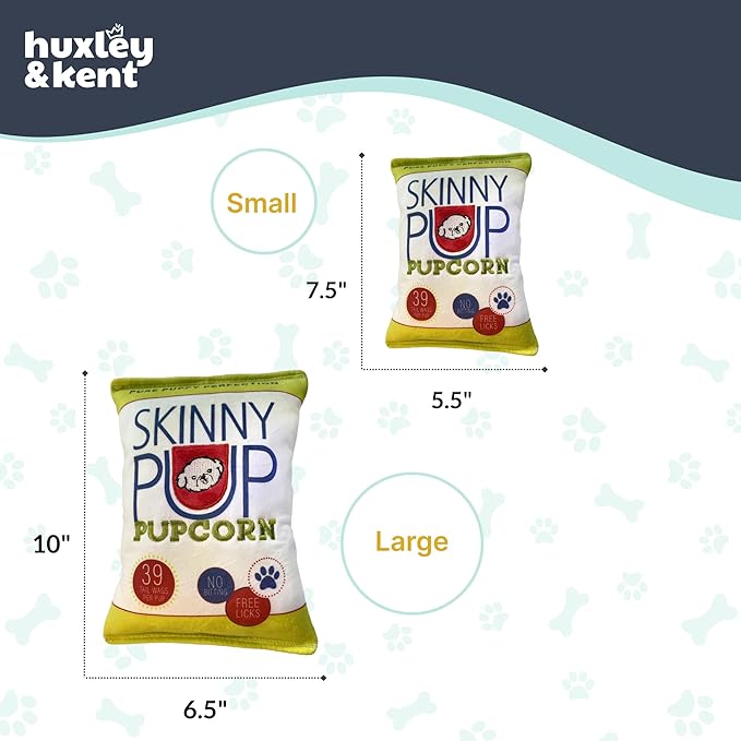 Huxley & Kent Funny Dog Toy w/Squeaker – Power Plush Squeaky Dog Toys for Small, Medium & Large Dogs – Soft Stuffed Animal for Indoor Play & Fetch - Skinny Pup, Small