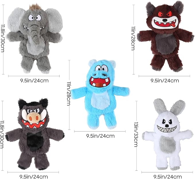 Bzonsmart Dog Squeaky Toys, 5 PCS Crinkle Plush Dog Toys, Dog Toys Value Bundle for Small Medium and Large Dogs, Dog Chew Toys to Keep Them Busy