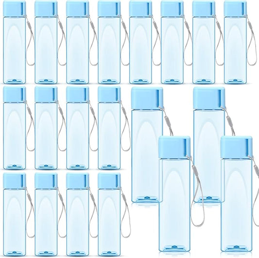 Mifoci 20 Pieces Water Bottle Bulk 17 oz Plastic Water Bottles Bulk Gym Sports Adults Reusable Large Water Bottles for Outdoor Fitness(Blue,Rectangle)