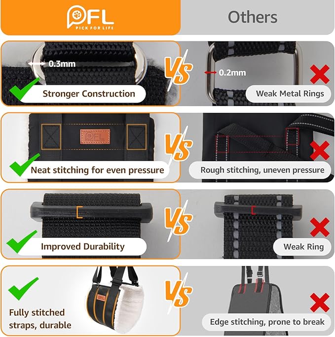 Adjustable Dog Lift Harness, Dog Sling for Large Dogs Lift Support and Rehab Harness for Weak Rear Legs, Soft Hind Leg Support Helps Senior, Injured,Disabled and After ACL Surgery Dogs(Black,X-Large)