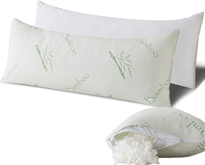 Full Body Pillow for Adults Shredded Memory Foam Long Pillow for Sleeping with Removable Cover Firm Hug Pillows for Side and Back Sleepers 20x54