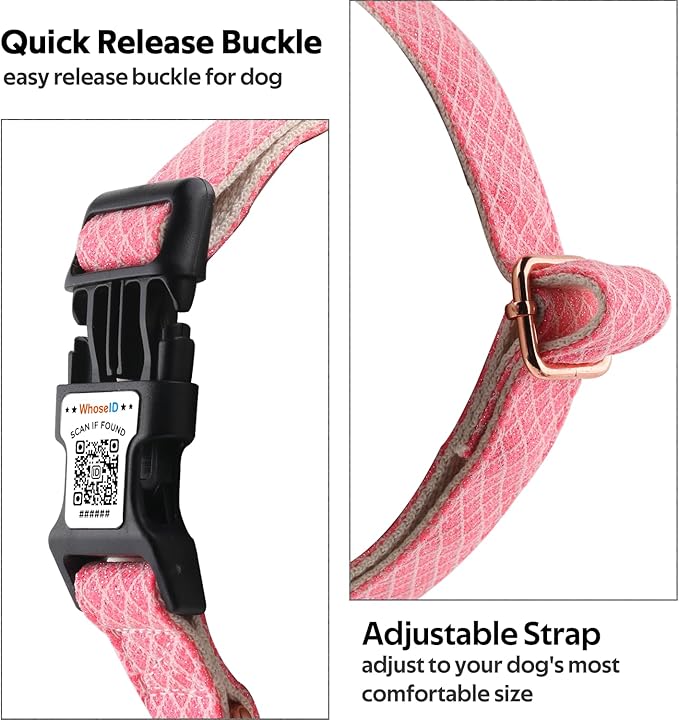 Dog Collar with Waterproof AirTag Holder & Anti-Lost QR Code, Cute Bling Warpping Adjustable Width for Small Medium Large Pet (Red, M)