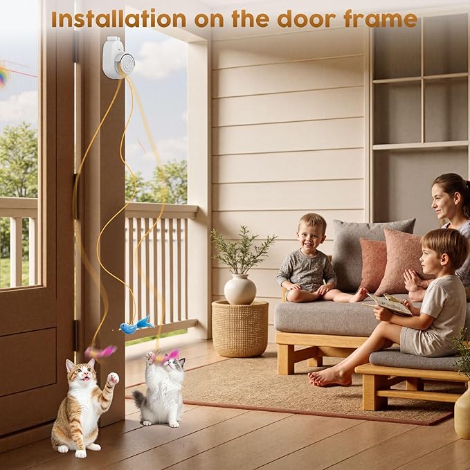 Interactive Cat Toys for Indoor Cats - Automatic Flying Bird & Mouse Wand Enrichment Toy, Hands-Free or Handheld USB-Rechargeable Safe Play Chase Exercise for Bored Kittens and Adult Cats