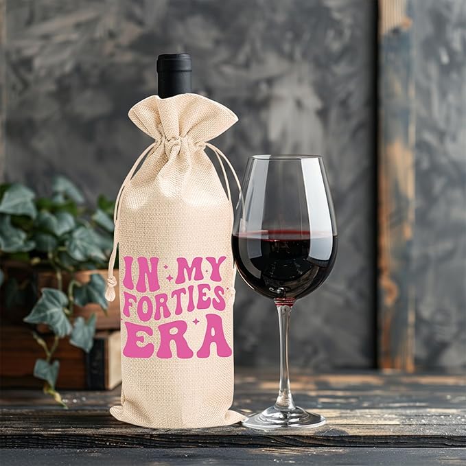 40th Birthday Wine Bag Gifts for Her,40th Wine Bag With Drawstring,Unique Birthday Wine Bag Gifts,Birthday Decorations
