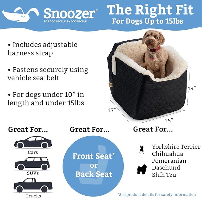 Snoozer Pet Products - Luxury Lookout I Dog Car Seat with Show Dog Microsuede, Small - Palmer Dove