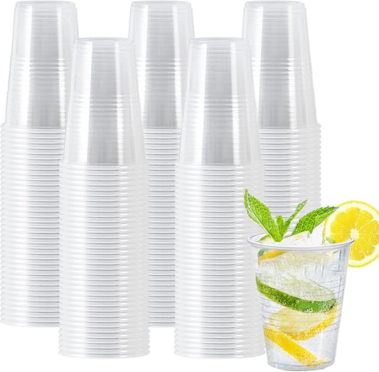 9 oz Plastic Cups, 500 Pack Clear Plastic Cups Disposable Water Cups, Cold Drink Cups Clear Cups for Party, Wedding, Graduation, Travel, Holiday, Events, Birthday