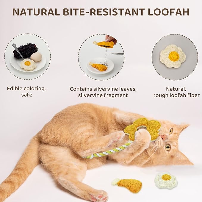 Catnip for Cats,Interactive Silvervine Sticks for Cats, Loofah Chew Cat Toys for Indoor Cats & Kitten Teething Toys & Cat Chew Toy,6 Pack