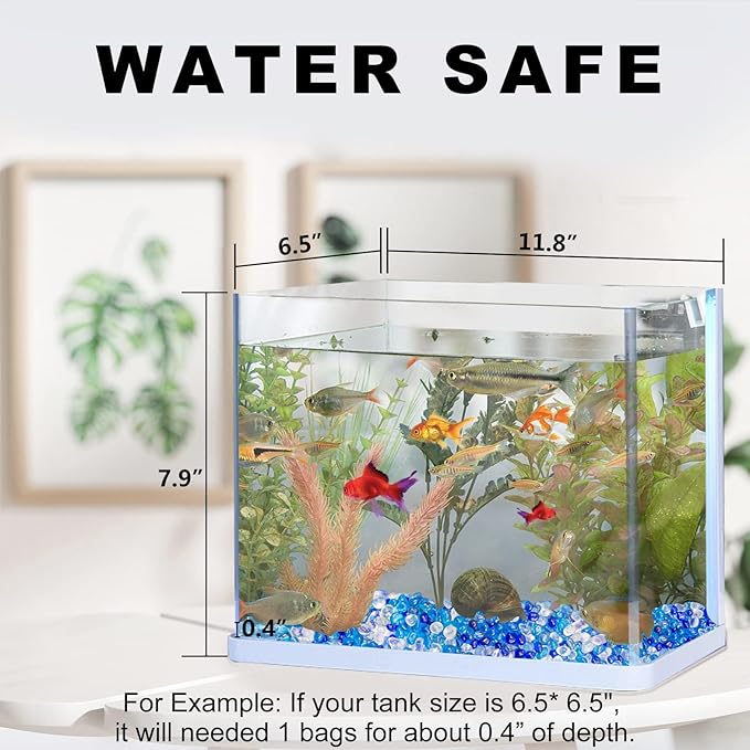 Keedolla 15 Oz Blue Mix Aquarium Glass Pebbles Stones Fish Tank Rocks Gravel, Aquarium Rocks Glass Gems Stones for Crafts, Vase Fillers, Garden, Succulent Plants Decor