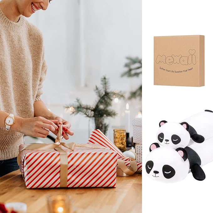 Panda Plush Body Pillow, 35” Panda Stuffed Animal, Cute Plushies Cuddle Pillow for Kids, Long Plush Toys, Birthday Gifts for Women, Girls and Males