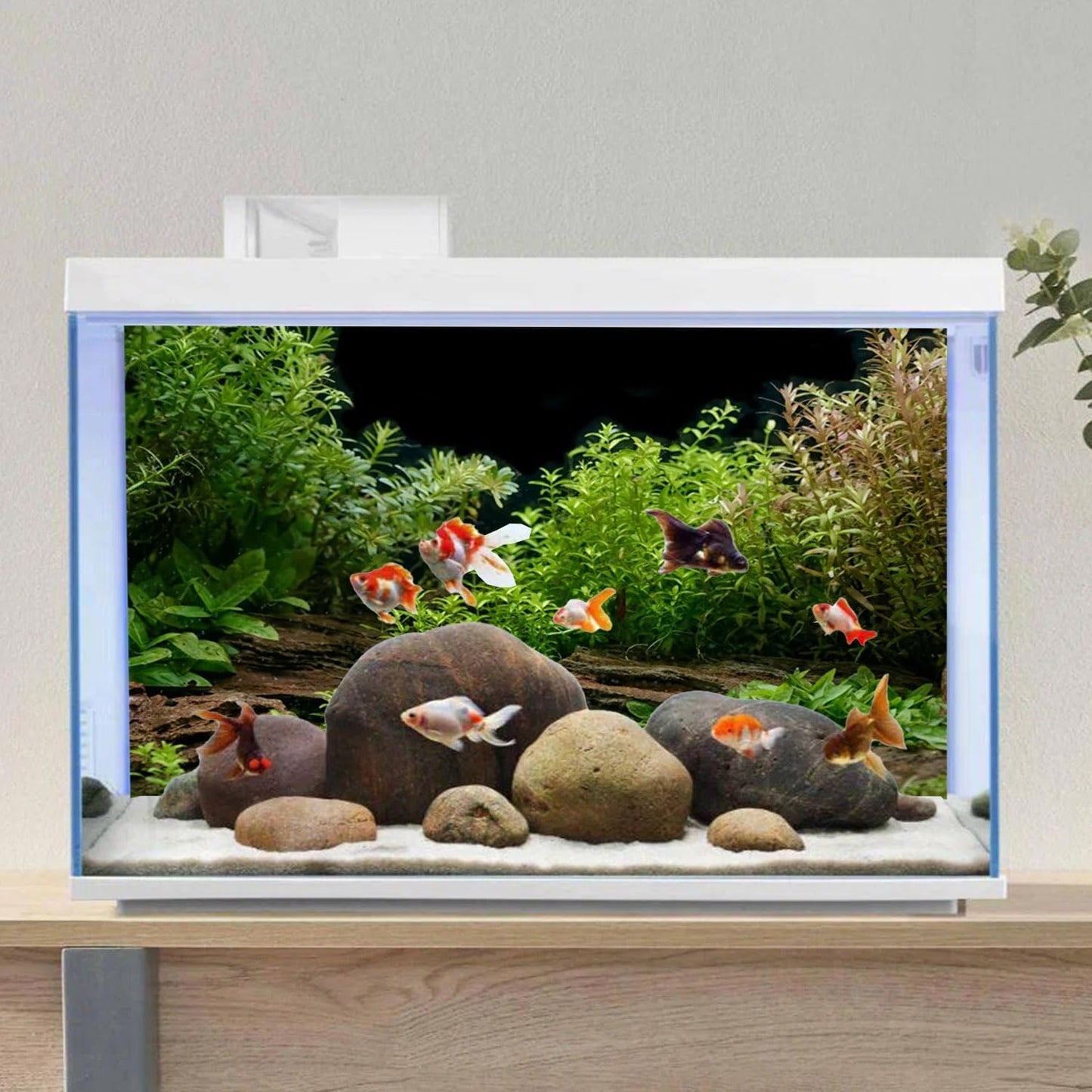 AWERT Aquarium Background River Bed & Lake Aquatic Plant Fish Tank Background Vinyl 60x24 inches