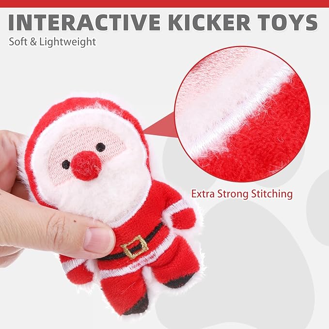 KOOLTAIL Christmas Cat Catnip Toys, 5 Pack Durable Soft Santa Claus Christmas Tree Candy Toy Filled with Natural Catnip, Interactive Bite Resistant Chew Teeth Cleaning Gift for Indoor Cats Kitten