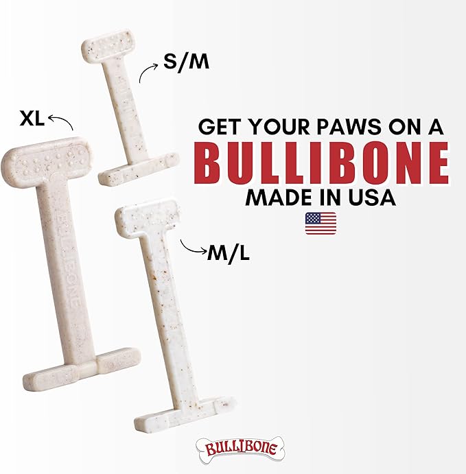 Bullibone Nylon Dog Chew Toy Nylon Bone - Improves Dental Hygiene, Easy to Grip Bottom, and Permeated with Flavor (Bacon, Small - Single)