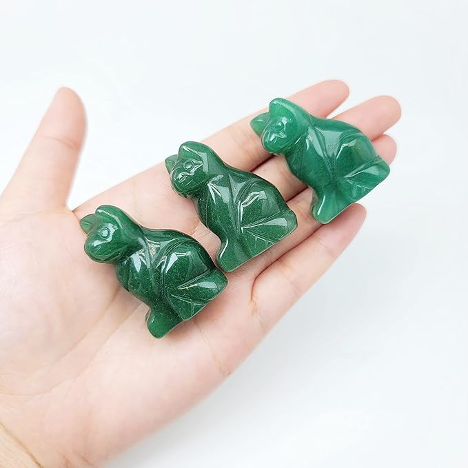 Gemstone Cat Stone 1PC, 1.5 Inches Hand Carved Crystal Cat Animal Figurine Natural Healing Crystal Sitting Cat Lucky Kitten Statues for Home Decor, Gift