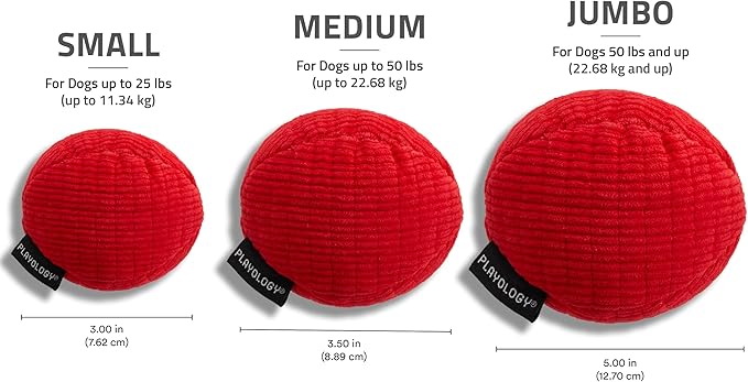 Playology Dog Toys | Squeaky Plush Toy Ball for Dogs | Medium Beef Scented Toy - Easy to Clean and Made from Non Toxic Materials