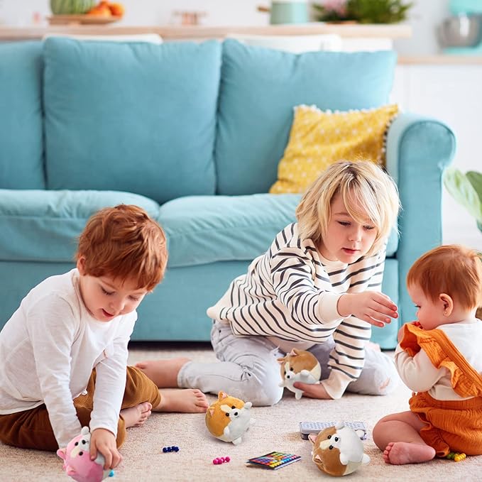 Sumind 9 Pcs 4" 5" Mini Plush Stuffed Dog Party Favor Small Puppy Stuffed Animal Bulk Soft Toy Doll Cute for Kids Gift Graduation Stocking Stuffers Baby Shower Birthday(Cute Puppy)