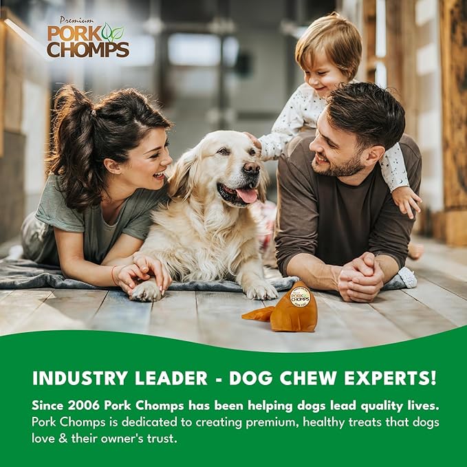 Pork Chomps Roasted Pork Skin Dog Chews, 5-inch Ear Shapes, 1.44 Ounce (Pack of 4)