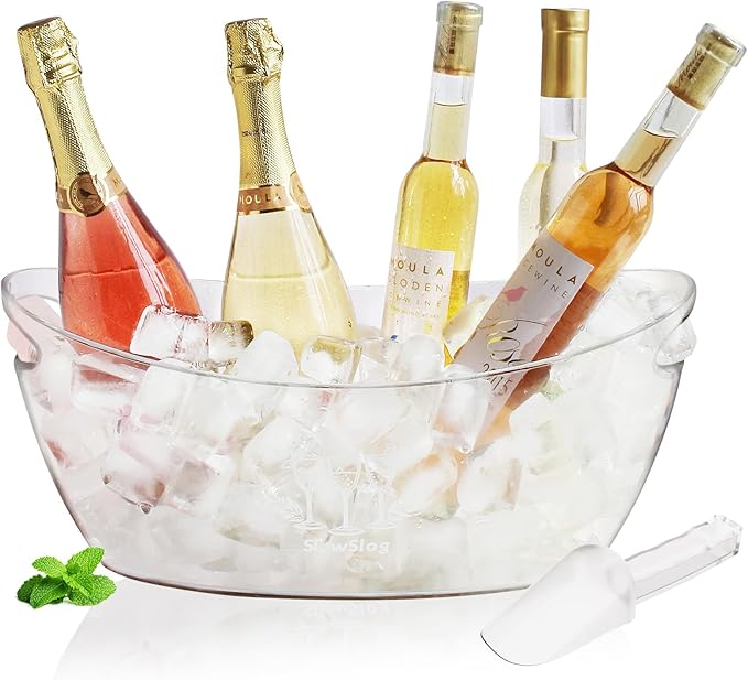Ice Buckets for Parties, 5.5L Acrylic Champagne Bucket, Plastic Tub for Cocktail Bar, Ice Bucket with Scoop, Clear Ice Bucket Beverage Tub for Wine, Champagne, Beer Bottles