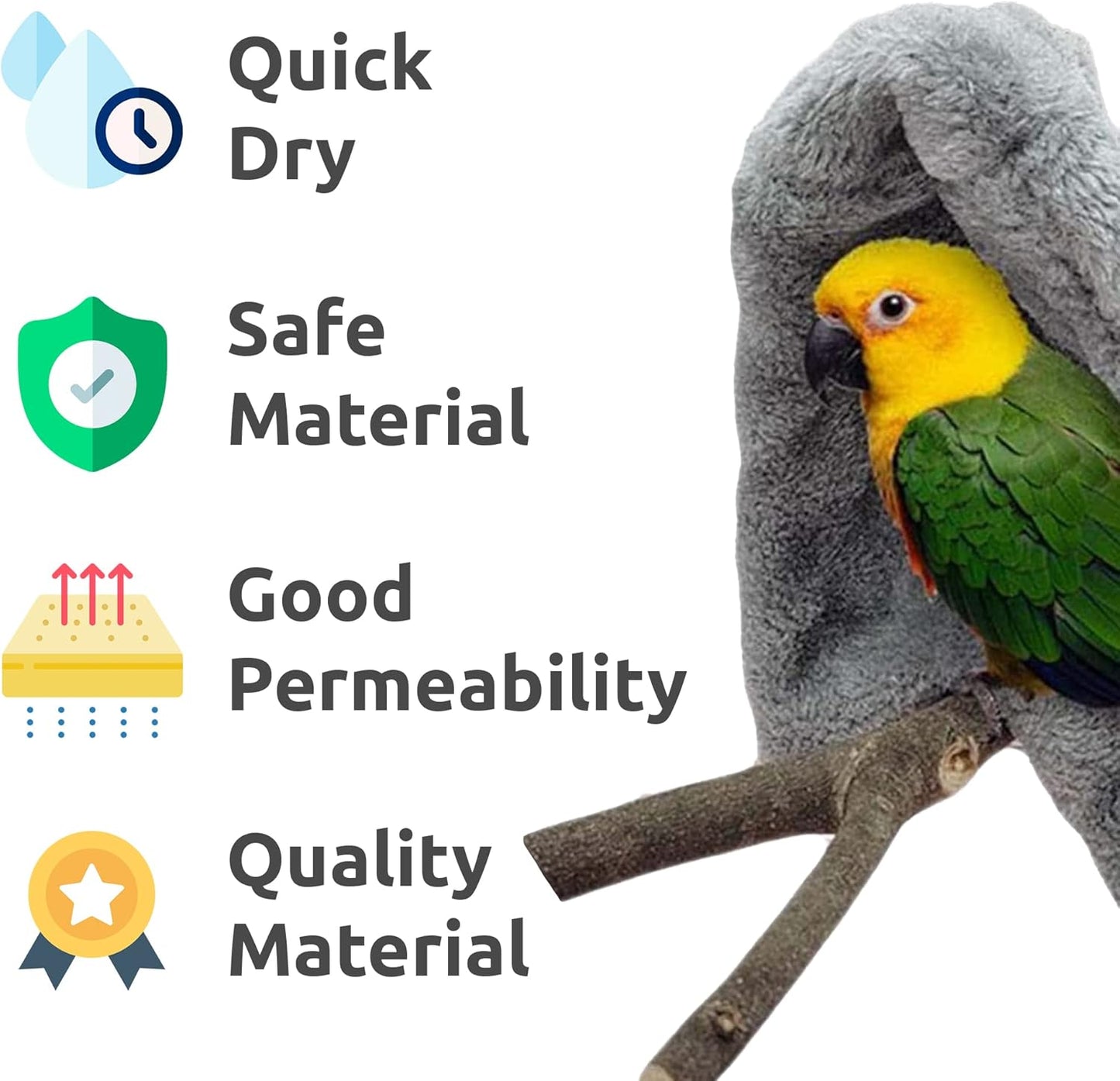 SIMENA Bird Blanket for Cage, Corner Fleece Bed for Birds, Cozy Bird Warmer, Parrot House for Cage, Cuddle Nest Hanging Toy for Lovebirds Parakeet (XL)