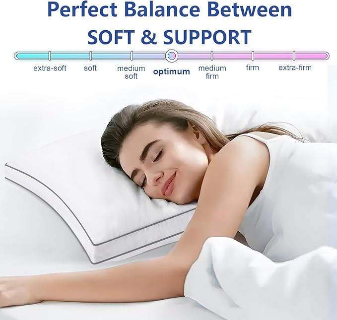 Premium Pillows Standard Size Set of 2, Fluffy and Supportive 7D Down Alternative Bed Pillow, Luxury Soft Hotel Quality Gusseted Pillow for Side Back Stomach Sleeper,Relief Neck Head and Shoulder Pain