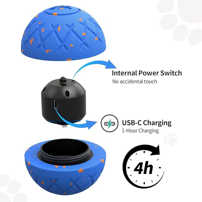 SCHITEC Interactive Dog Toys Ball Smart Automatic Bouncing Moving Rolling Vibrating Ball Motorized Pet Chase Toys for High Energy Medium Large Dogs (Blue)