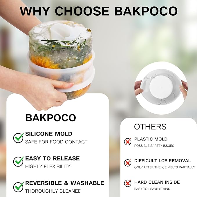 Silicone Ice Bucket Mold Wine Bottle Chiller, [EASY TO GET OUT] DIY Champagne Ice Mold with Flowers/Fruits/Theme Decors, Wine Ice Bucket for Parties/Wedding/Festival/Holiday