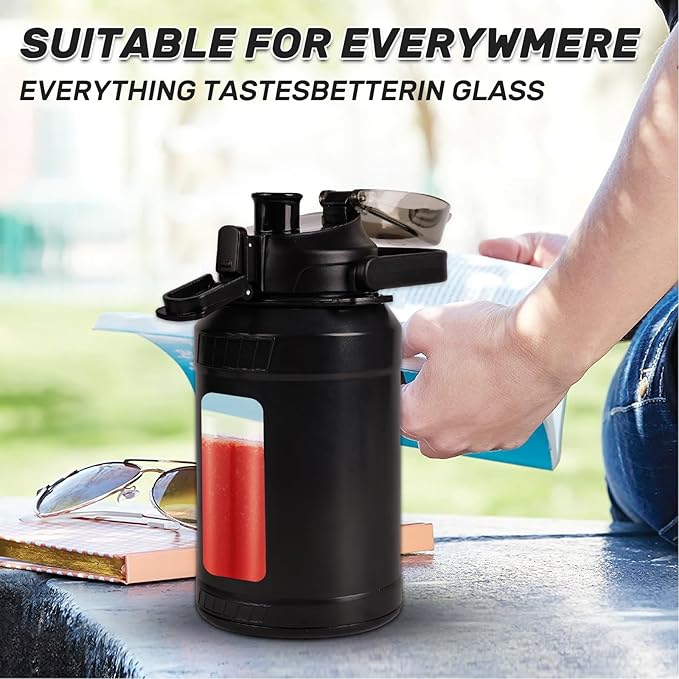 48oz Glass Water Bottle,Inspirational Water Bottle With Straw and Handle,Large Sports Motivational Water Bottle with Strap and Shell For Gym,Sports,Daily (48 oz)