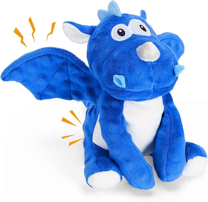 Plush Dog Toys, Tough Chew Toys for Dogs, Crinkle Stuffed Squeaky Toy for Small Medium Large Breed, Interactive Plush Toys to Keep Them Busy, Cute Dinosaur Dog Toy, Pet Toys