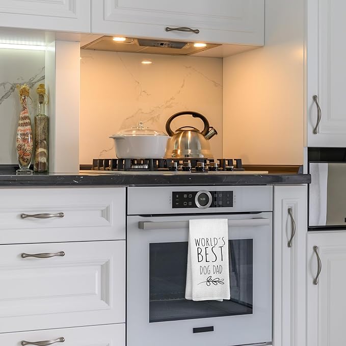 World's Best Dog dad Kitchen Towels, Dog dad Gifts for Dog Mom Dog Owner Dog Lovers, Dog dad Gifts from Kids Children, Dog dad Father's Day Birthday Gifts Tea Towels Kitchen Hand Towels 16x24 Inch