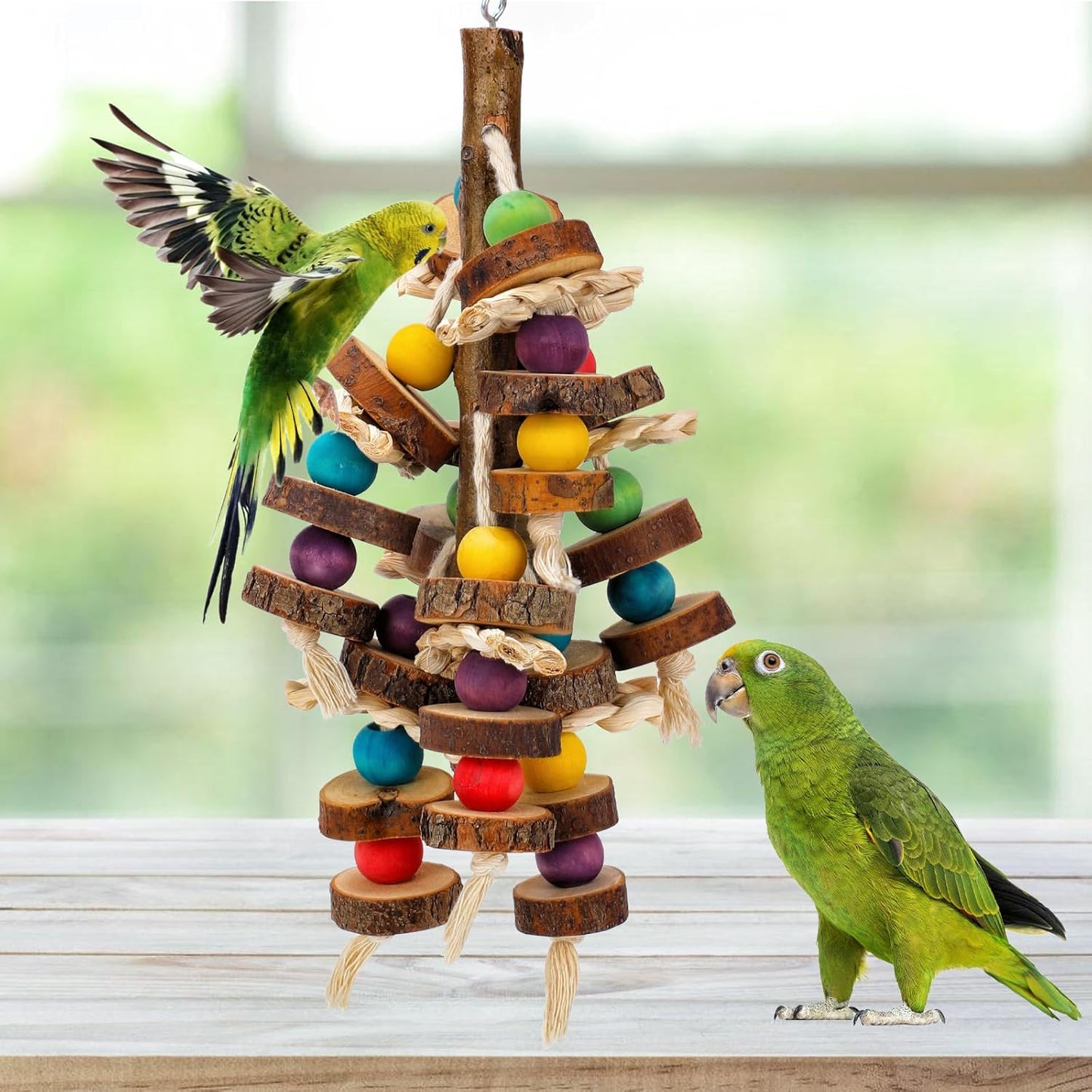 Rypet Wood Bird Chewing Toys for Cage Wall, Wooden Bird Cage Toy for Helping to Trim Beak, Birds Toys Parrot Toy for African Grey Parrots Cockatoos Amazon Parrot and Other Small to Medium Parrots