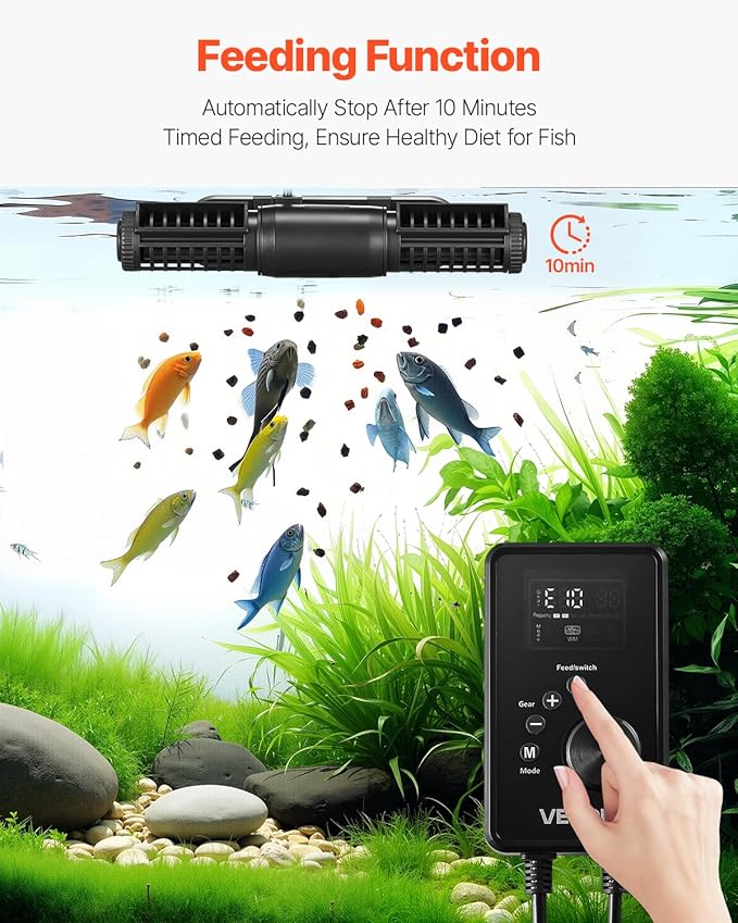 VEVOR Aquarium Wave Maker, 25W, 2380 GPH Adjustable Cross Flow Pump with Controller, Magnetic DC 24V Aquarium Powerhead, Strong Magnetic Base, 360° Rotating Wavemaker, for Saltwater Marine Freshwater